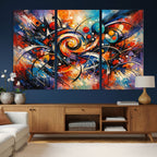 Geometric Abstract Wall Art Canvas Print, Orange Blue