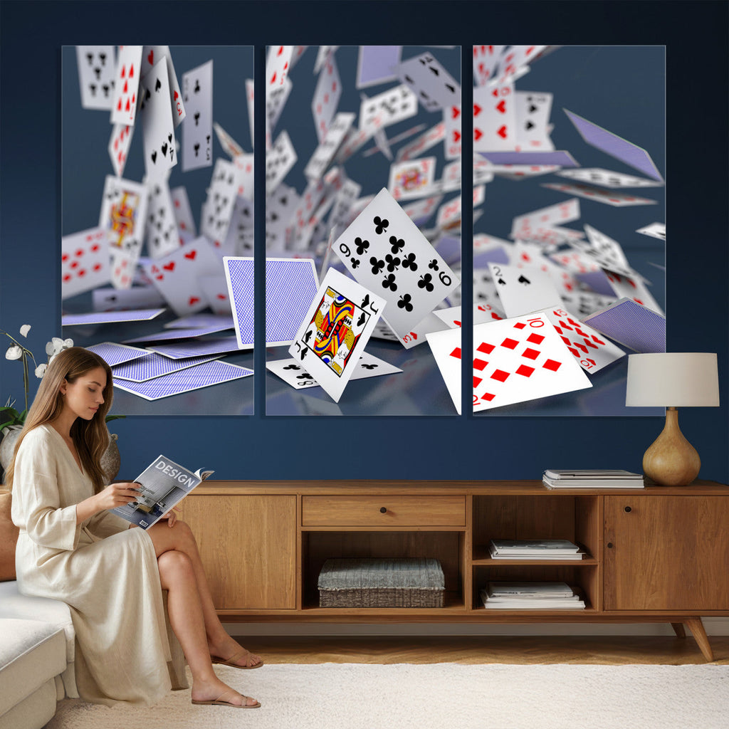 Playing Cards Canvas Wall Art | Casino Game Room Decor