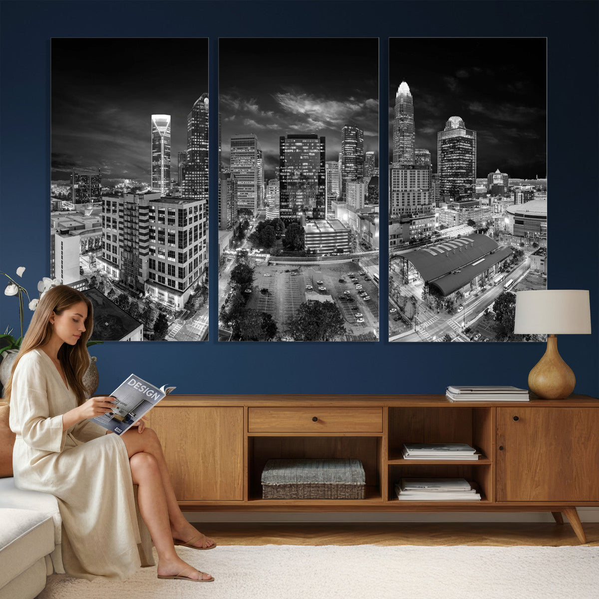 Charlotte Skyline Canvas Wall Art Print | North Carolina Cityscape