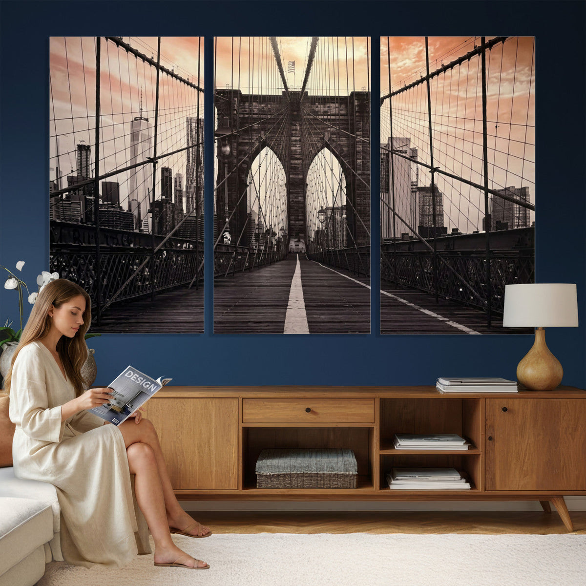 Brooklyn Bridge Canvas Wall Art, New York City Skyline Photography