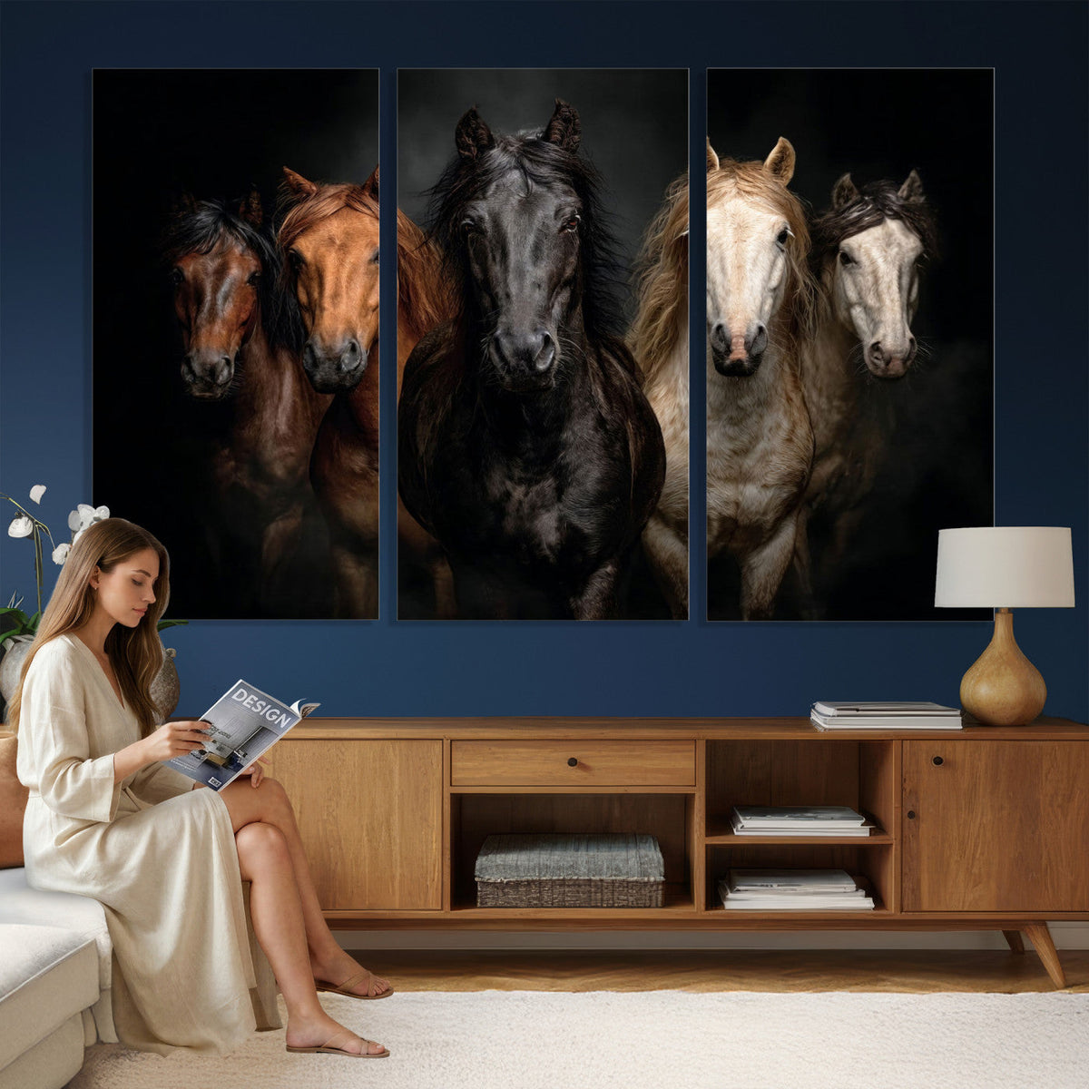 Horse Wall Art Canvas Print, Wild Horses Portrait Photography, Rustic Ranch Decor