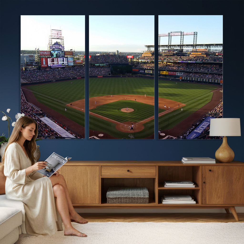 Colorado Rockies Coors Field Wall Art Canvas Print, MLB Baseball Stadium