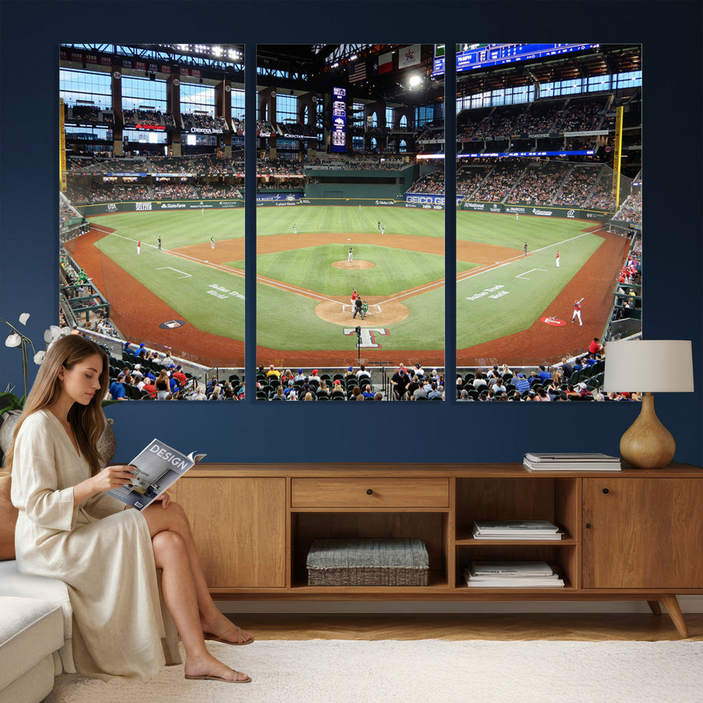 Texas Rangers Baseball Team Print, Arlington Globe Life Field Stadium Wall Art