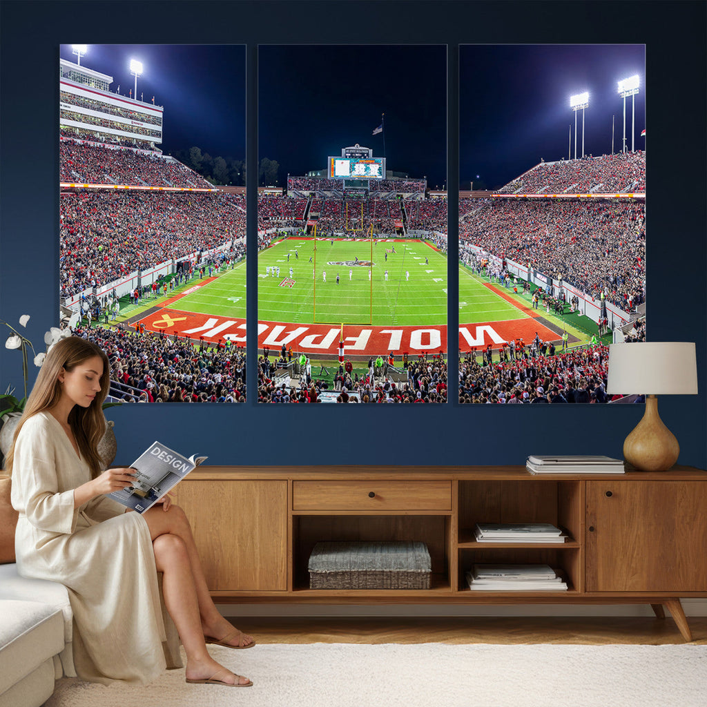 Wolfpack Football Team Print, Raleigh Carter-Finley Stadium