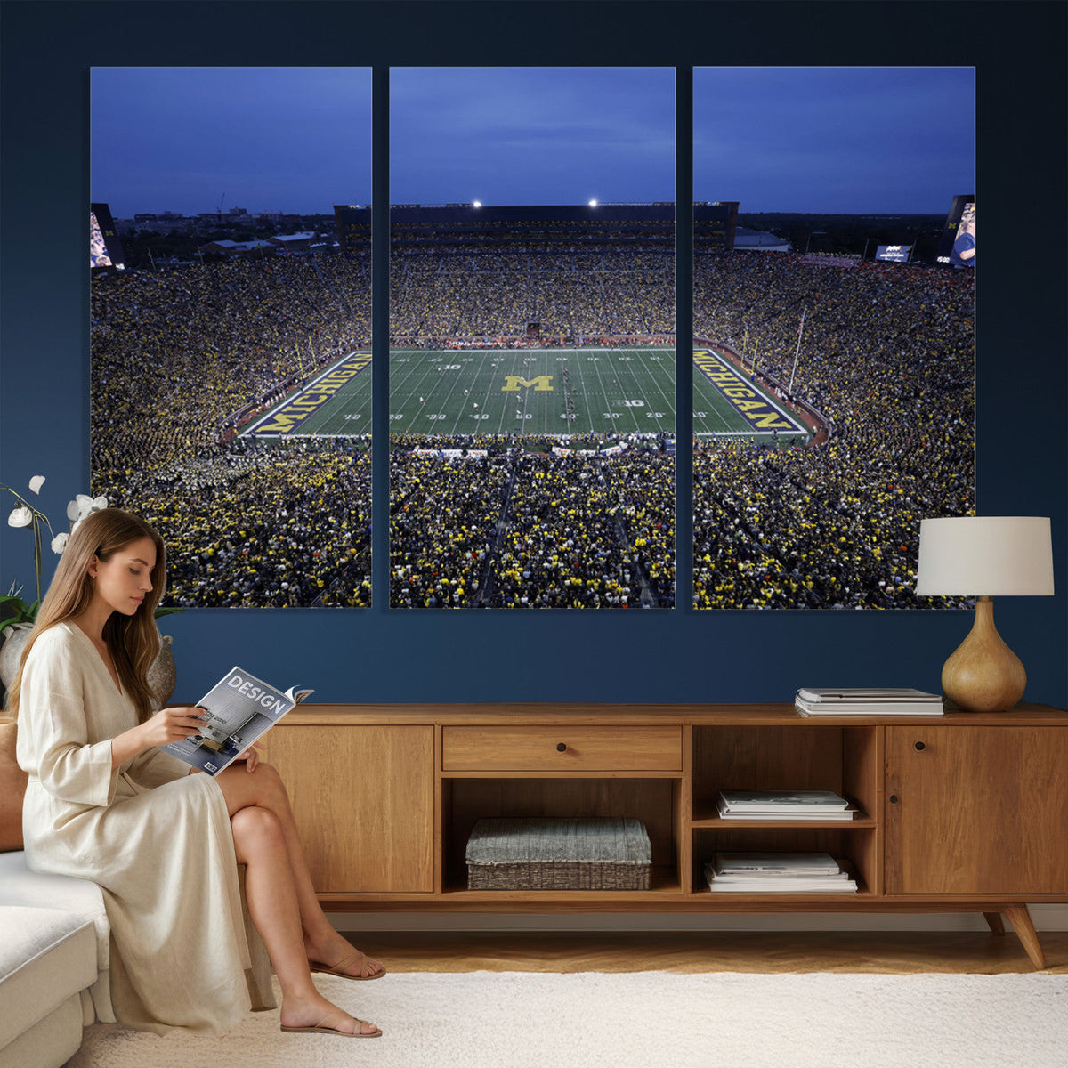University of Michigan Wolverines Football Team Print, Ann Arbor, Home Bar Wall Decor