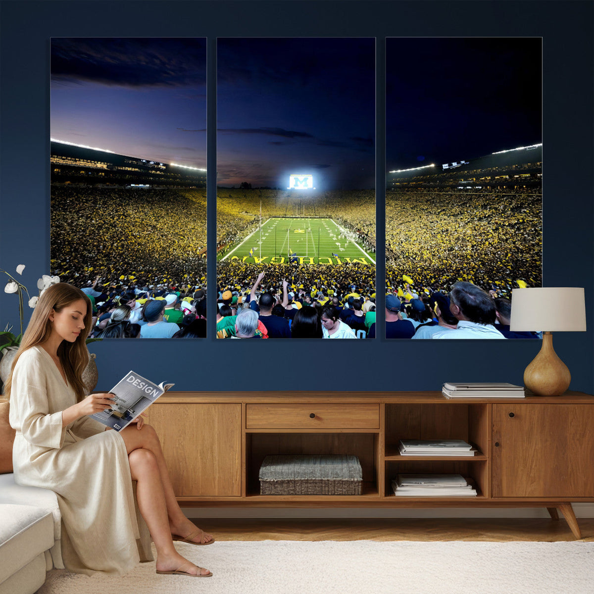 University of Michigan Wolverines Football Team Print, Ann Arbor, Extra Large Game Room Wall Decor