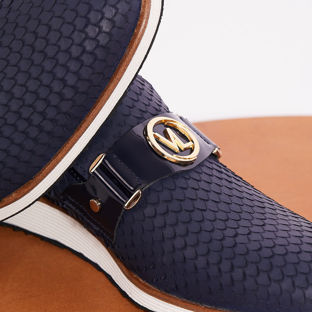 The Legacy Navy Blue Leather Men Casual Loafer Shoe