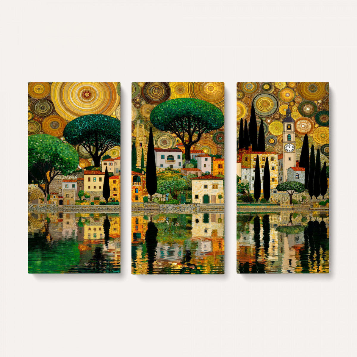 Gustav Klimt Golden Cityscape Wall Art Canvas Print