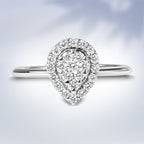 10K White Gold 3/8 Cttw Round-Cut Lab Grown Diamond Cluster Pear Promise Ring (G-H Color, VS2-SI1 Clarity) - Size 7