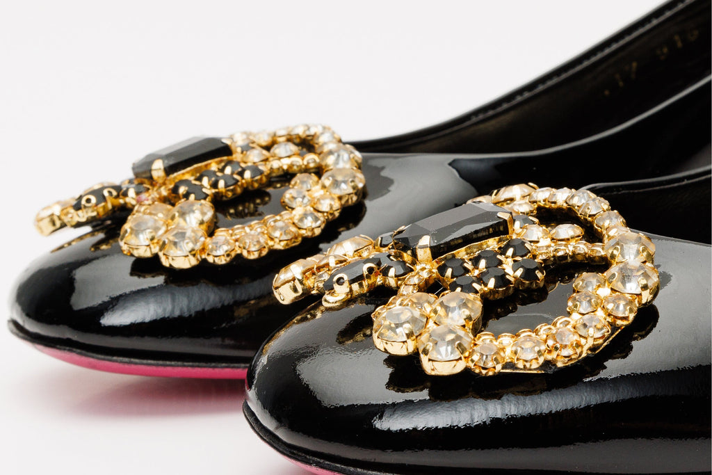 The Foggia Black Leather Block Heel Pump Women Shoe