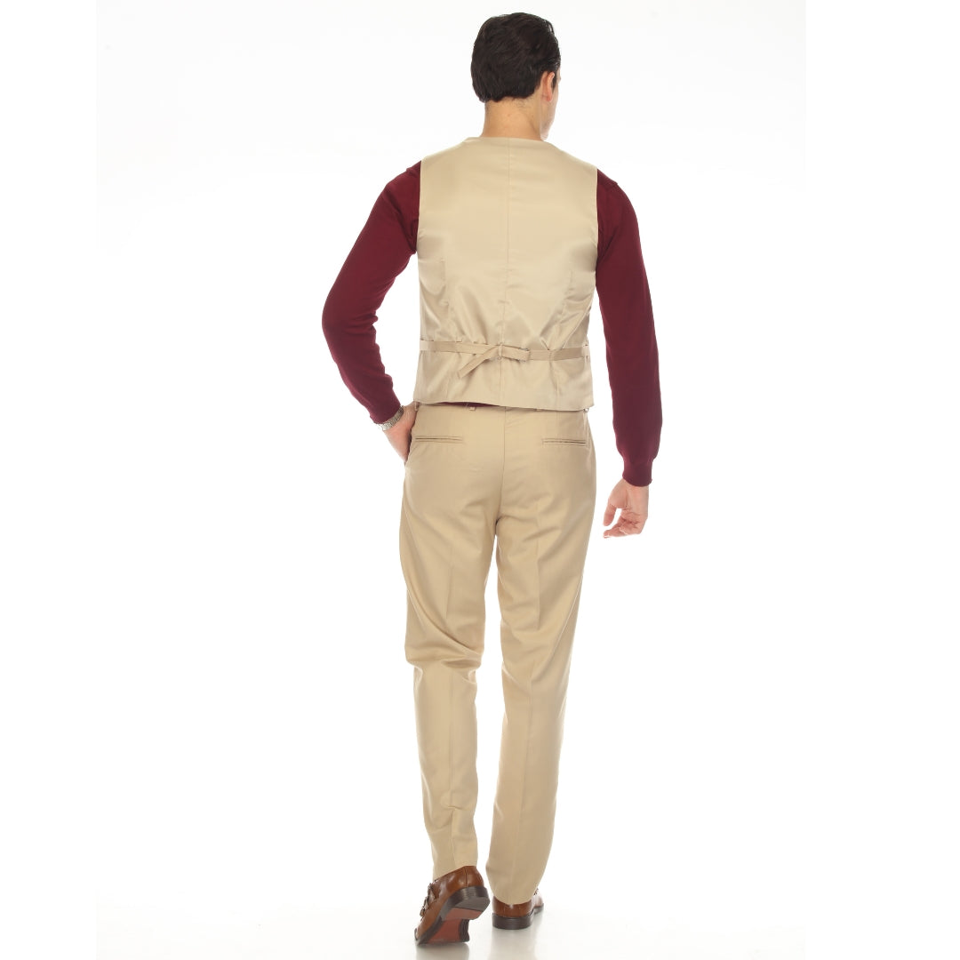 Men's Tan Vest - Solo Adjustable Suit Vest & Waistcoat for Wedding, Groomsmen & Prom, Sizes 36-54 | Ferrecci