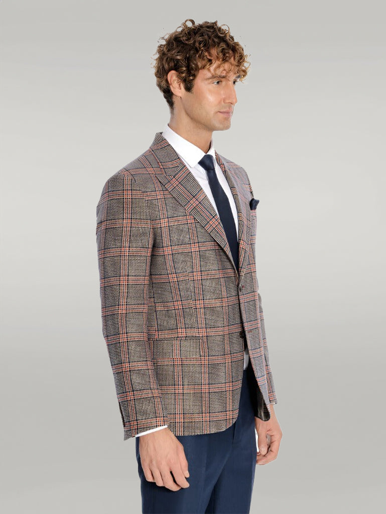 Checked Navy Blue Men Blazer - Wessi