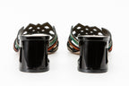 The Palma Black Glitter Leather Block Heel Women Sandal