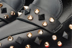 The Infanta Black Spike Leather Block Heel Pump Women Shoe