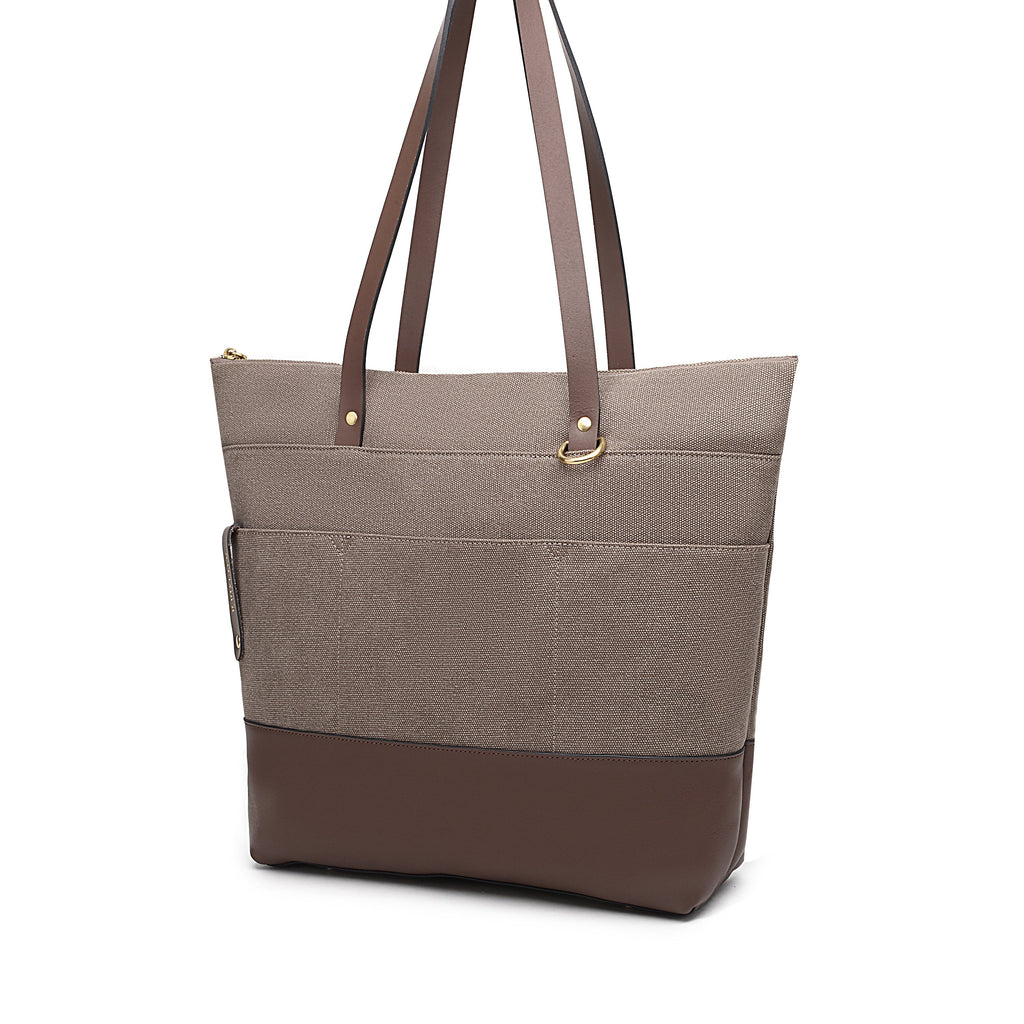 Harriet Tote Bag | Chocolate Washed Canvas + Brown Leather
