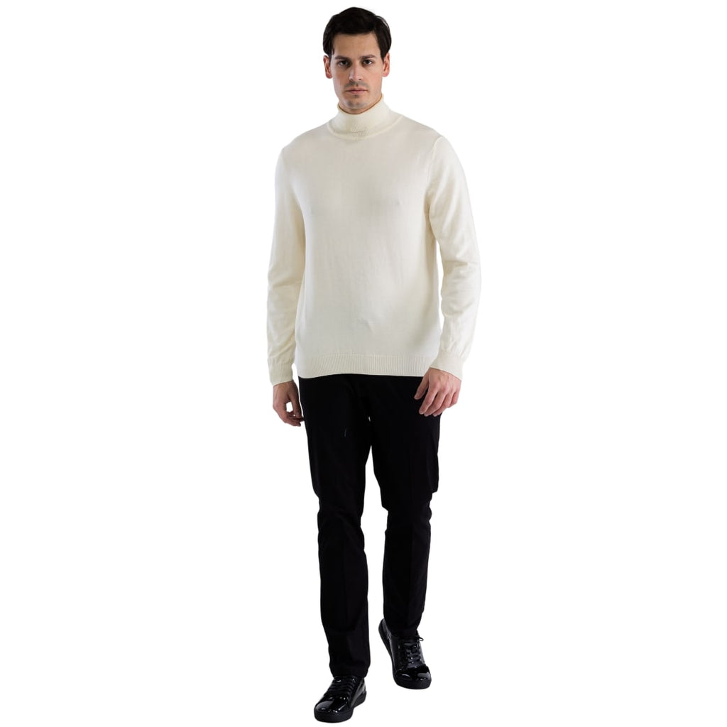 Mens Off-white Pullover Turtleneck Sweater