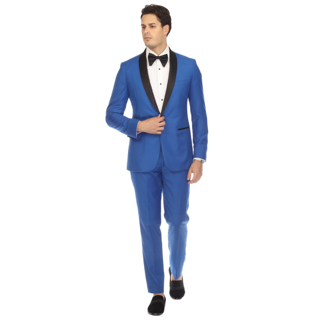 Men's Royal Blue Shawl Lapel Tuxedo – Slim Fit 2 Piece Suit | Ferrecci Reno