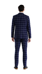 Copper Navy 3pc Slim Fit Notch Lapel Suit with Double Breasted Vest