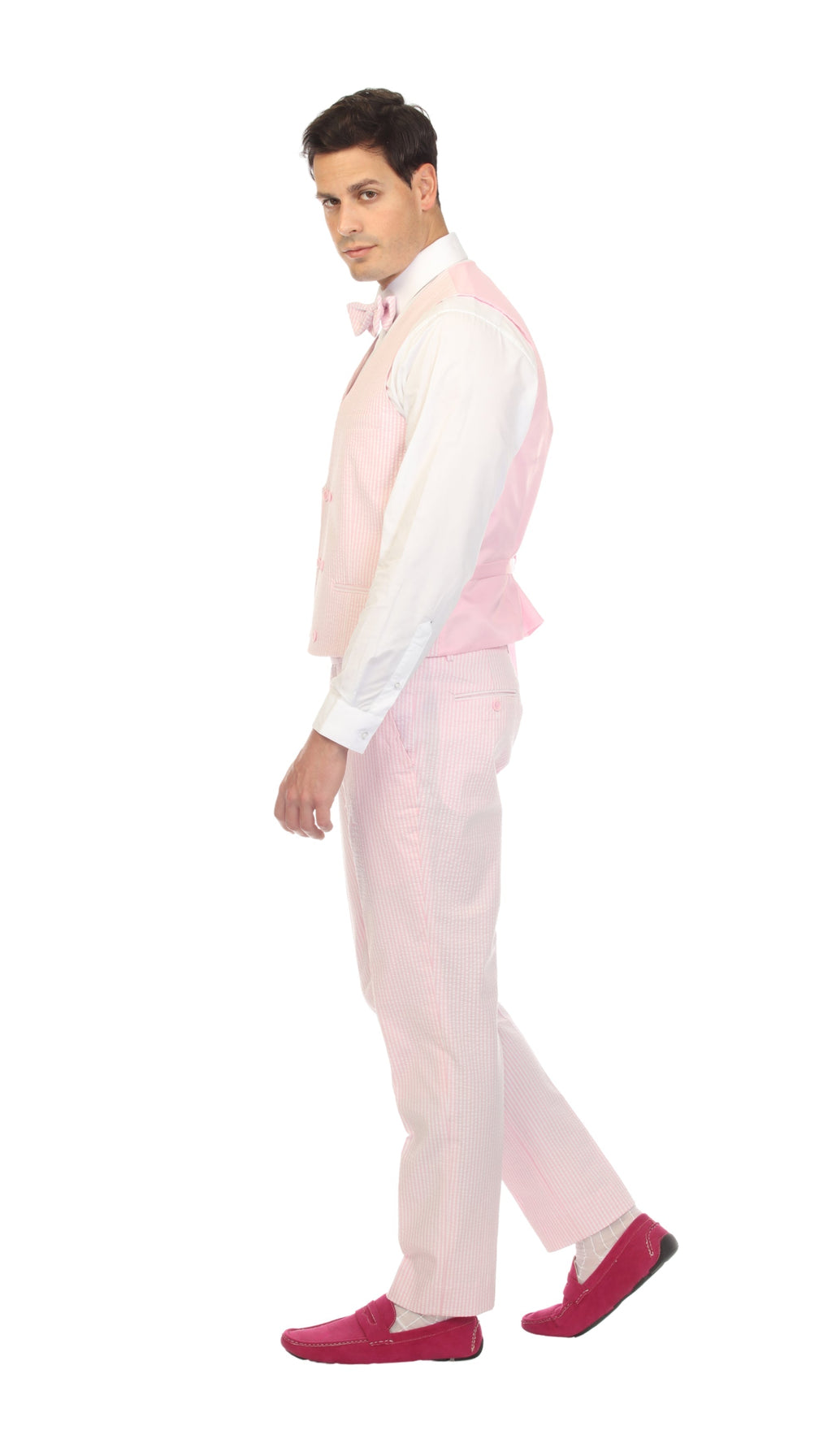 Men's Pink Double Breasted Seersucker Vest – Grant