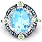 5.84 Carat Genuine Multi Stones .925 Sterling Silver Ring