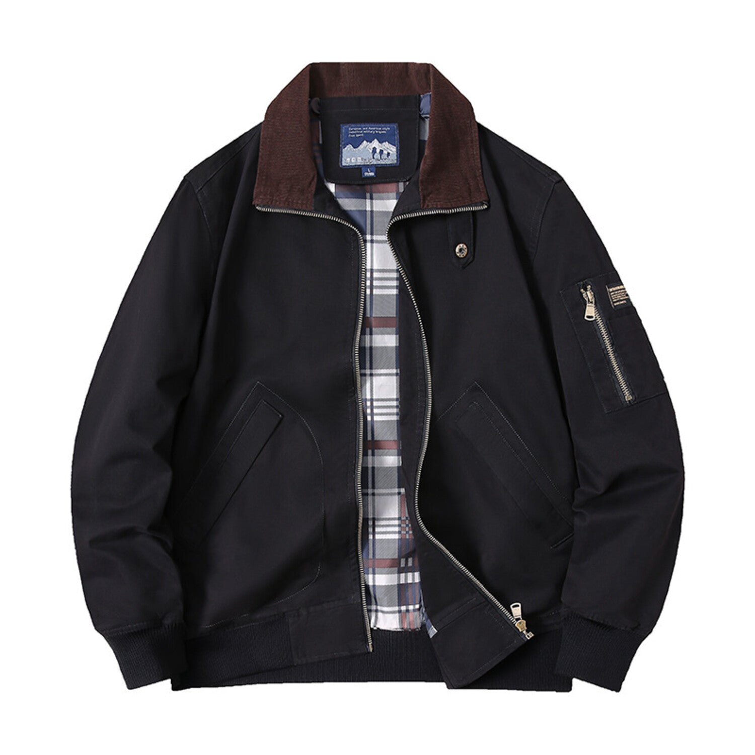 Neck Detail Bomber Jacket // Black