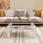 Modern Rectangular Coffee Table With Tempered Transparent