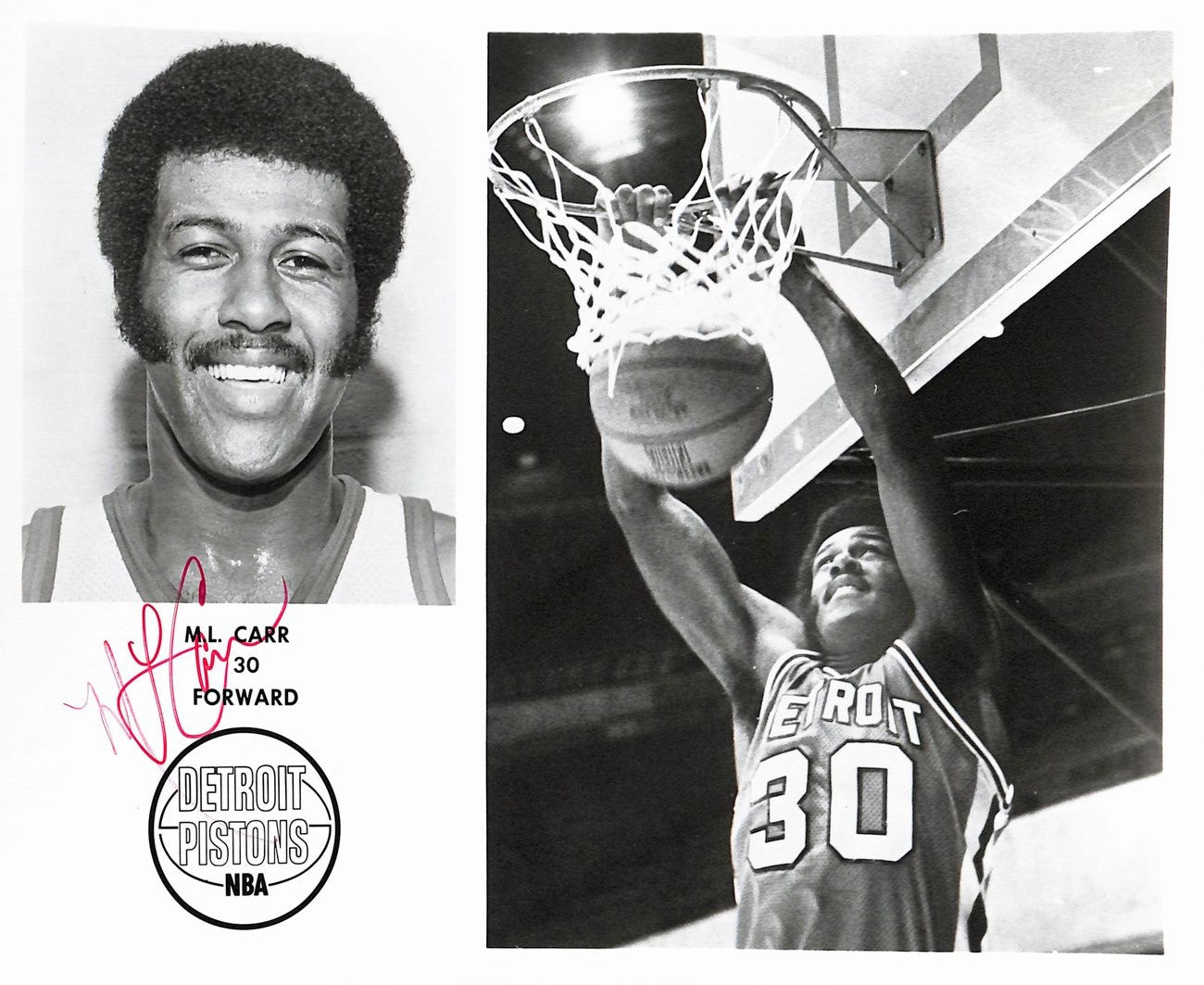 M.L. Carr Detroit Pistons Vintage Team Issued Signed/Auto 8x10 Photo 189133