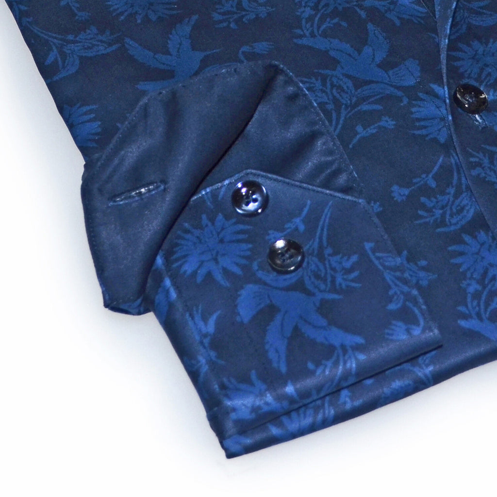 Contrast Collar & Cuff Button Up // Navy Nature + Solid Navy Trim