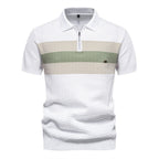 Textured Zippered Polo // White