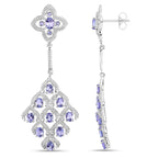 3.90 Carat Genuine Tanzanite and White Topaz .925 Sterling Silver Earrings