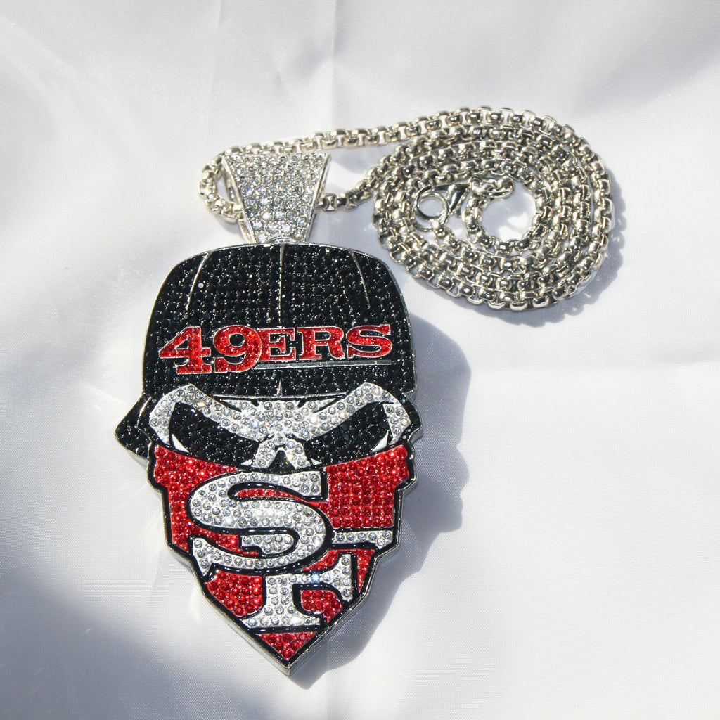 Newest Sports Team Logo Bandit Skull  Pendant Necklace – Iced Out Hip Hop Jewelry for True Fans