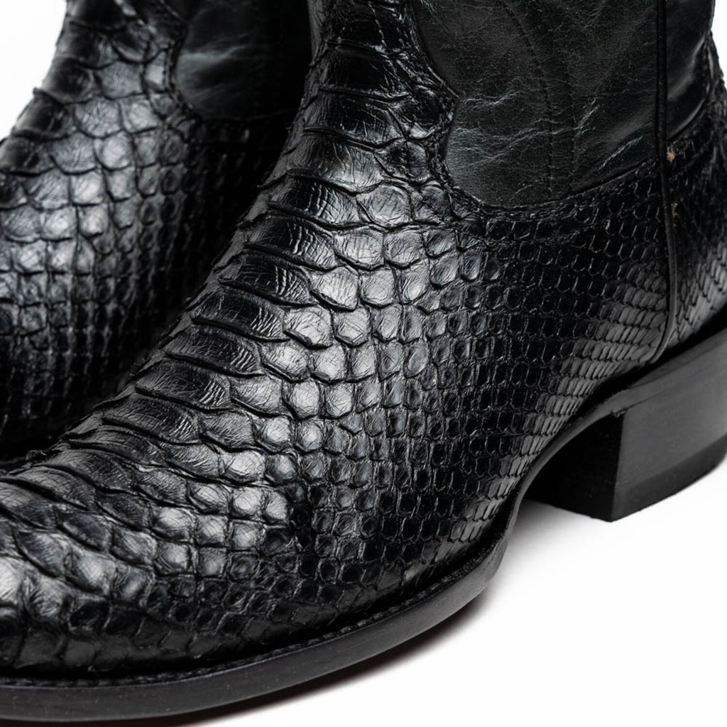 Kansas // Python Leather Western Boots // Black