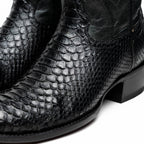 Kansas // Python Leather Western Boots // Black