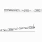 14K White Gold 1.0 Cttw Invisible Set Princess Cut Diamond Alternating Station and Link Tennis Bracelet (I-J Color, I1-I2 Clarity) - Size 7.25" Inches