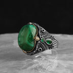 925 Sterling Silver Genuine Malachite Stone Ring