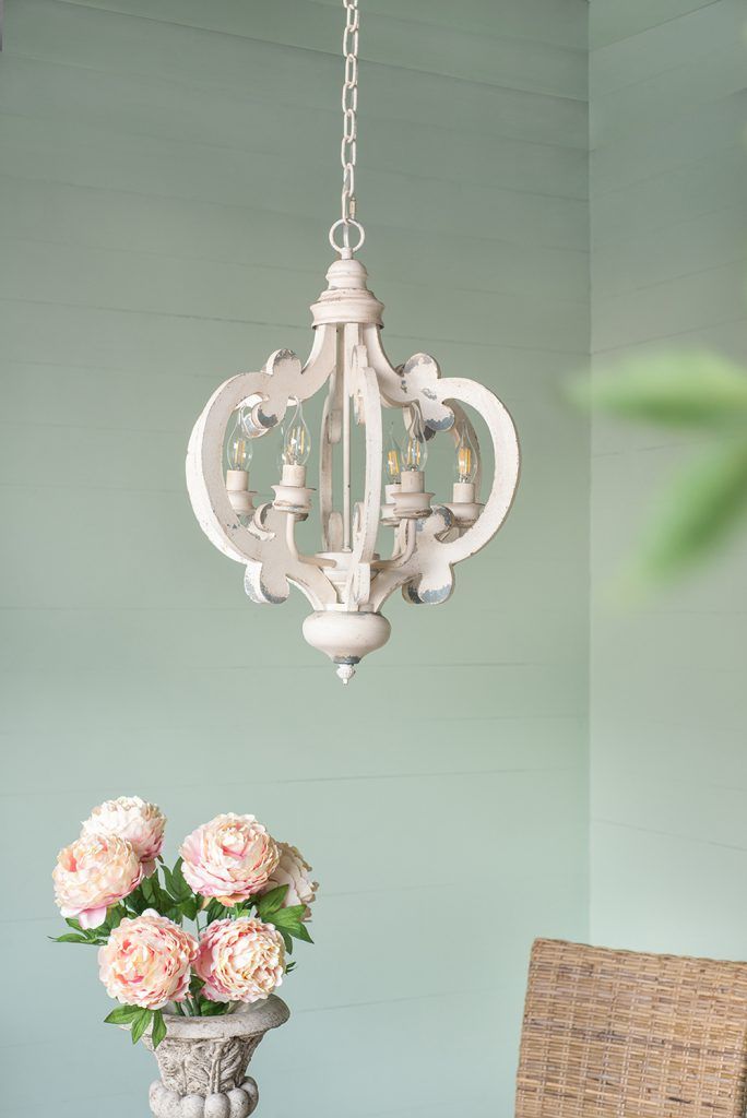 Farmhouse Chandelier, 6 Light Wood Chandelier Living Room Entryway