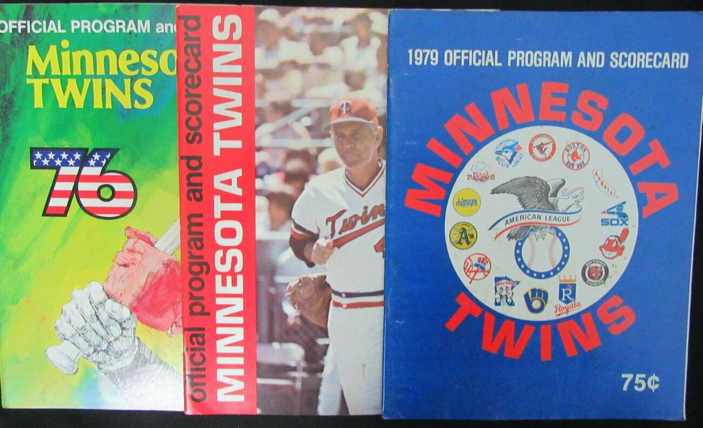 Lot of 3 Minnesota Twins 1976/1977/1979 Official Programs Gene Mauch 153966