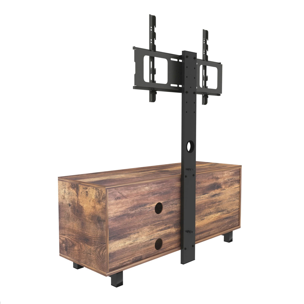 Rustic Brown TV Console With Push-To-Open Storage Cabinet For TV