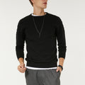 Wool Blend Textured Crewneck Sweater // Black