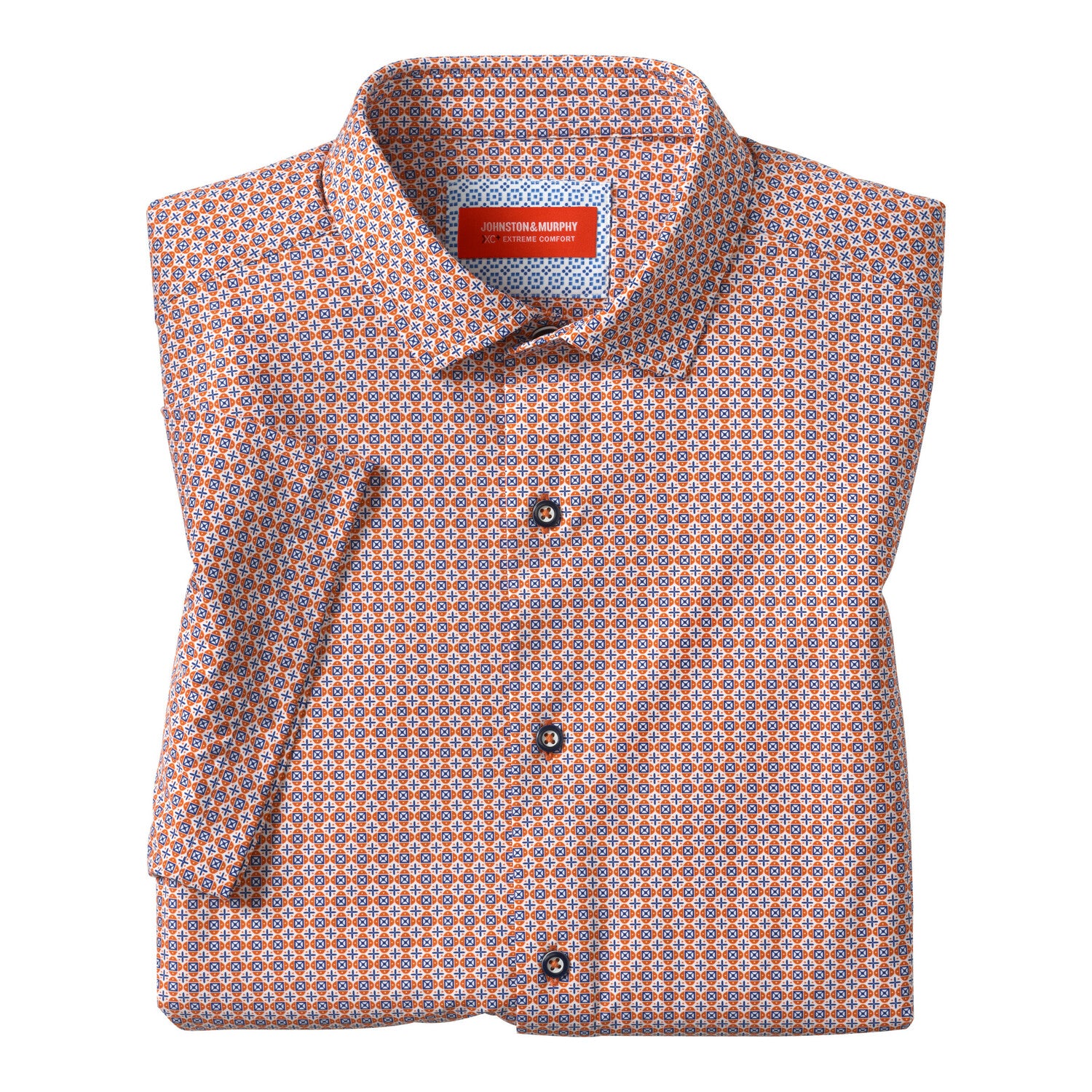 XC+ Motion Short-Sleeve Print Knit Shirt // Orange Quad Grid