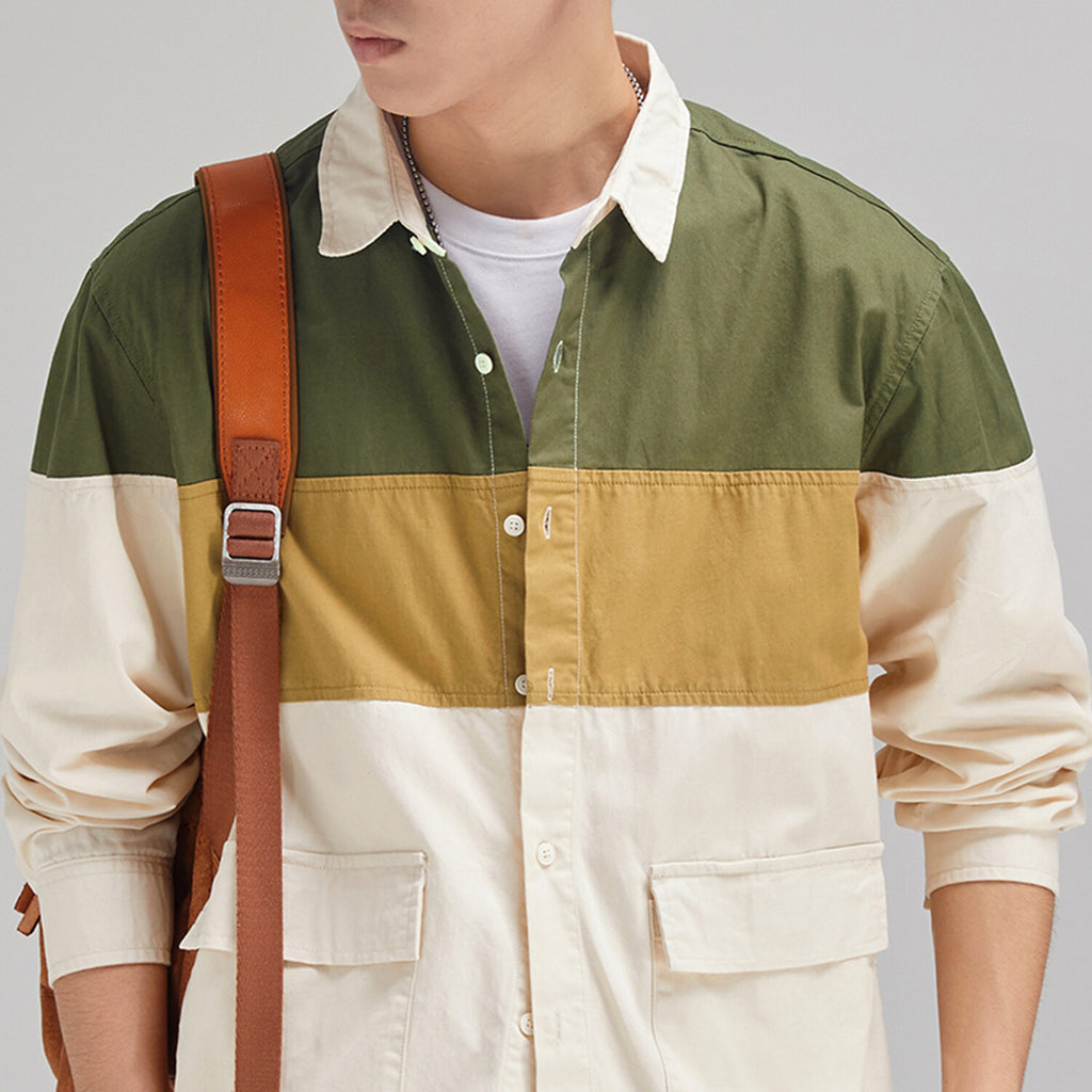 Color Block Button Up // Apricot