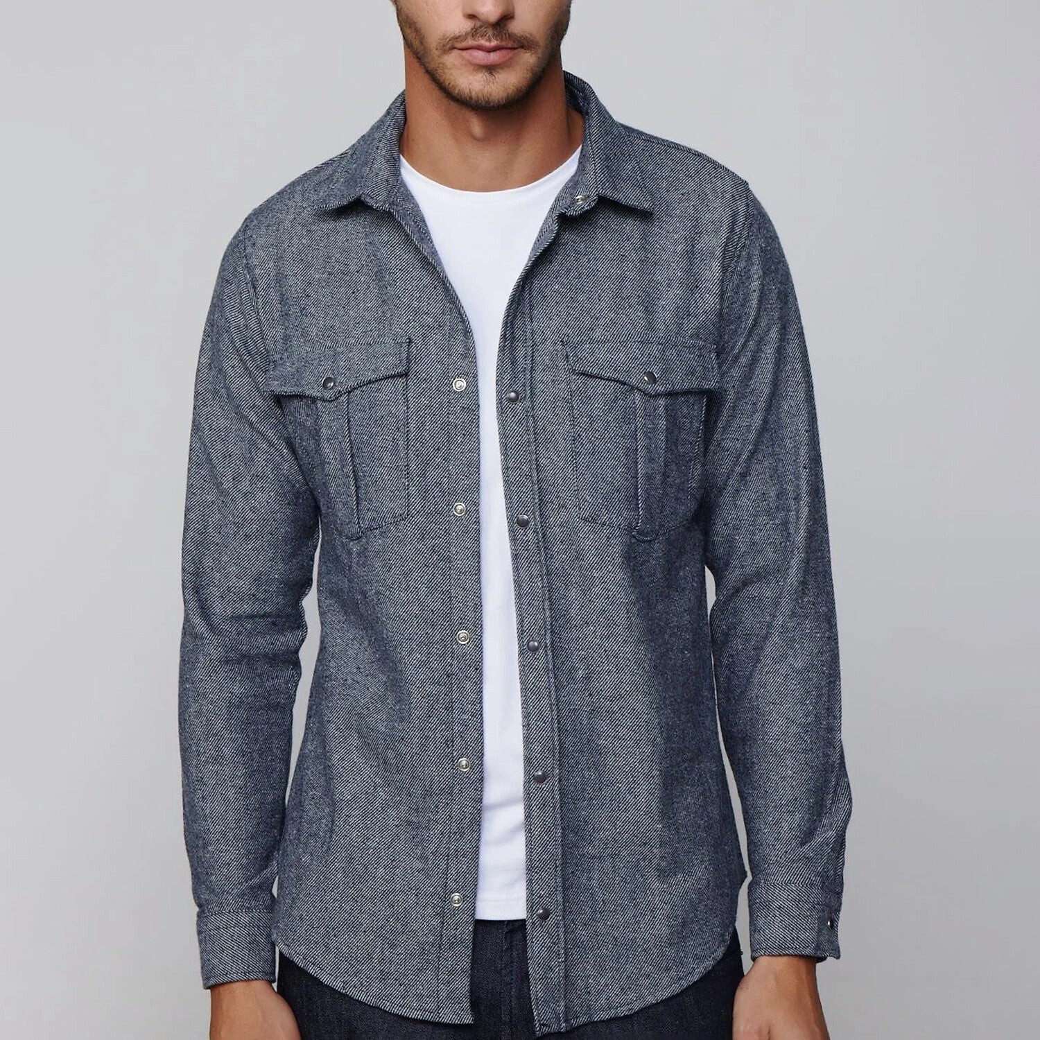Slim Fit Double Flap Pocket Shirt // Gray