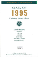 Kellen Winslow HOF Autographed/Inscr Goal Line Art GLAC Postcard Chargers JSA