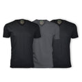 Semi-Fitted V Neck T-Shirt // Black + Heavy Metal // Pack of 3