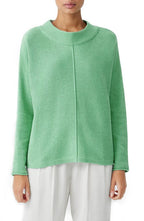 Eileen Fisher Mock Neck Dolman Sleeve Organic Cotton & Recycled Cashmere Sweater in Sea Glass, Size X-Large