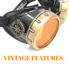 Steampunk Aviator Goggles Spiral Diffraction Lenses - pink, orange, lime green, clear lenses