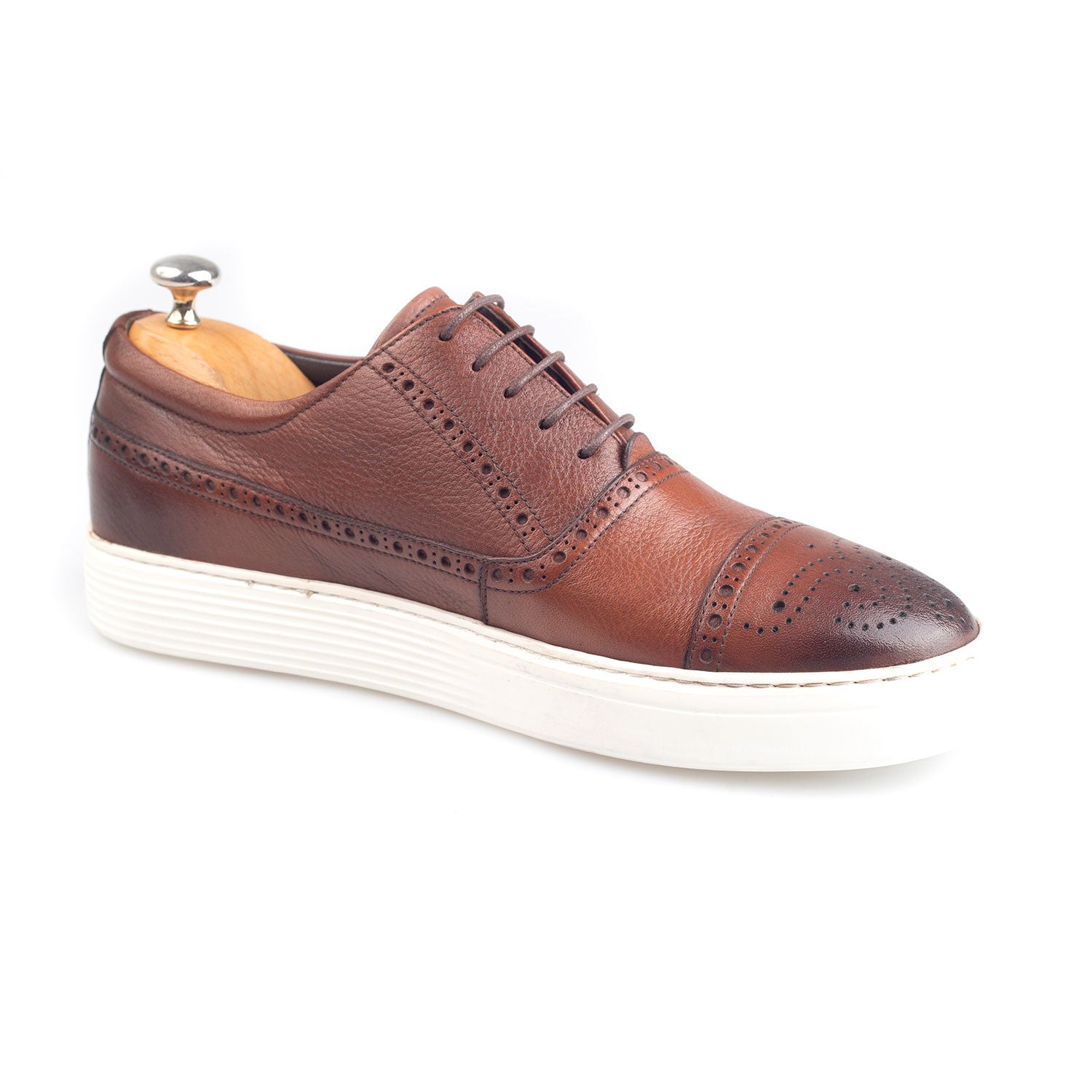 Brogue Leather Sneakers // Brown