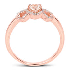 0.37 Carat Genuine Morganite and White Diamond 14K Rose Gold Ring