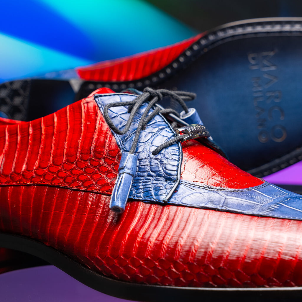 Moncalieri // Alligator + Cobra Skin Leather Oxfords // Navy + Red