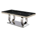 Luxury Modern Dining Table With Faux Marble Top And Dual - Black